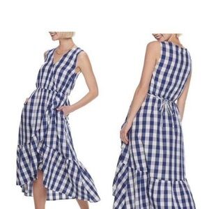 POPSUGAR Plaid Wrap Midi ruffles Spring Summer Dress Size M